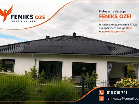 Panele fotowoltaiczne na dachu domu jednorodzinnego w Dąbrowie w powiecie opolskim